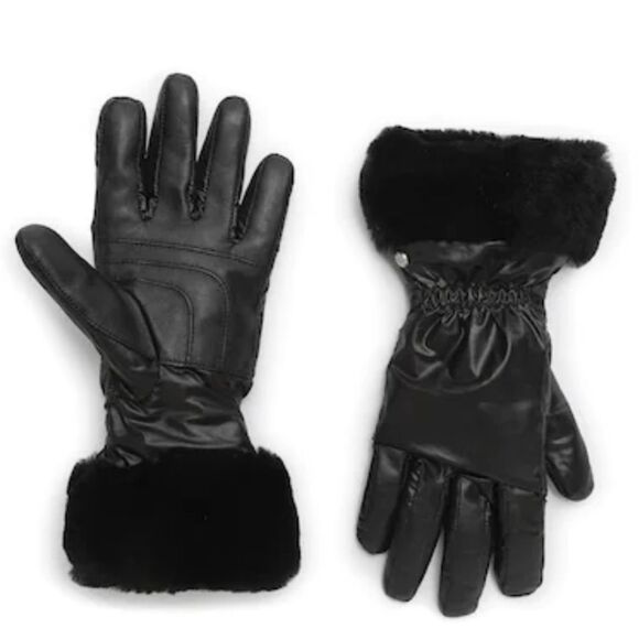 UGG Accessories - UGG Women’s Black Waterproof Shearling Trimmed Smart Gloves Size L/XL
